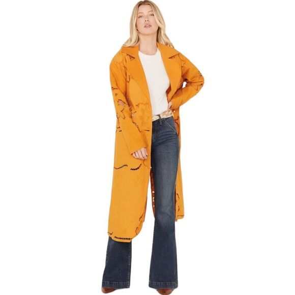 Free People Orange Trench Coat - Picture 2 of 4